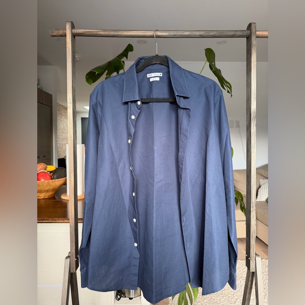 Zara Dark Blue Slim Fit Shirt